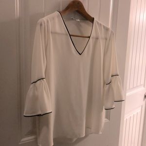 Calvin Klein bell sleeved cream colored blouse